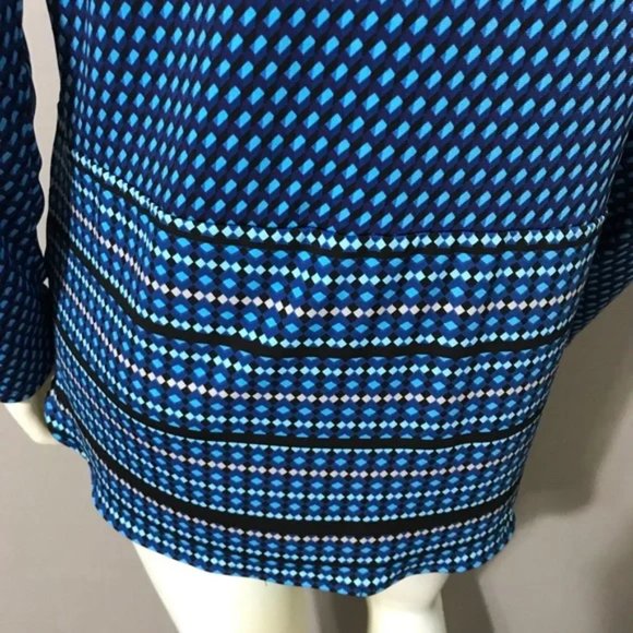 SOLD❌❌❌Dana Buchman Blue Geometric Print Knit Top Sz-Medium - Picture 8 of 12